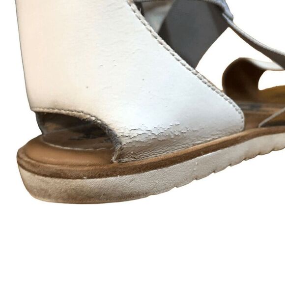 Sorel Womens Ella II Sandals Size 10 Elastic Ankle Strap White Leather Gladiator - Picture 4 of 6